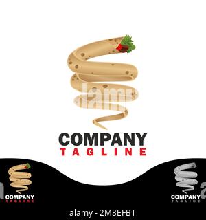 Doner kebab e shawarma vettore logo design. Logo vettoriale per ristoranti turchi e arabi. Illustrazione Vettoriale