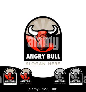 Arrabbiato bull mascotte vettore logo design Illustrazione Vettoriale