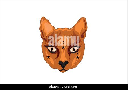 Egitto vettore gatto per t shirt vettore illustrazione Illustrazione Vettoriale