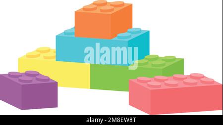 Blocchi di plastica. Icona dei cartoni animati di mattoni giocattolo isolata su sfondo bianco Illustrazione Vettoriale
