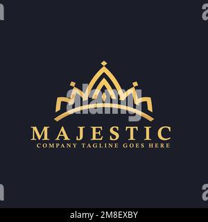 Logo Royal Crown Luxurious per gioielli, matrimoni, hotel o moda Illustrazione Vettoriale