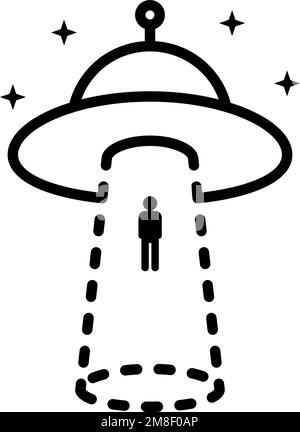rapimento umano nero da alieni icona Illustrazione Vettoriale