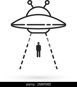 rapimento umano da alieni lineare icona Illustrazione Vettoriale
