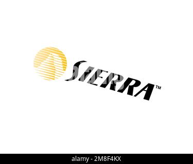 Compagnia Sierra Entertainment, logo ruotato, sfondo bianco B Foto Stock