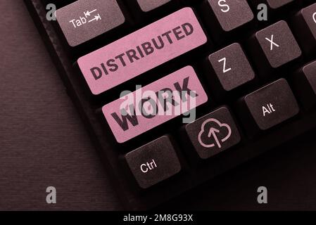 Visualizzazione concettuale lavoro distribuito. Parola per praticato dalle imprese che utilizzano le strutture di rete Foto Stock