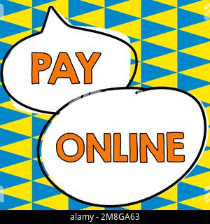 Scrittura con testo Pay Online. Business idea acquistare prodotti o servizi utilizzando la carta di credito su qualsiasi sito web Foto Stock