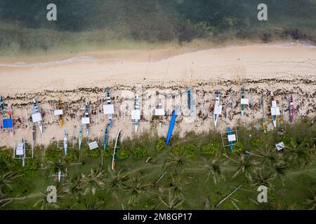 Spiaggia sull'isola di Siargao, Filippine visto dall'alto, foto del drone Foto Stock