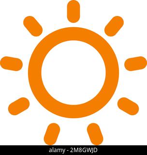 Icona arancione del sole. Icona tempo soleggiato. Vettore modificabile. Illustrazione Vettoriale