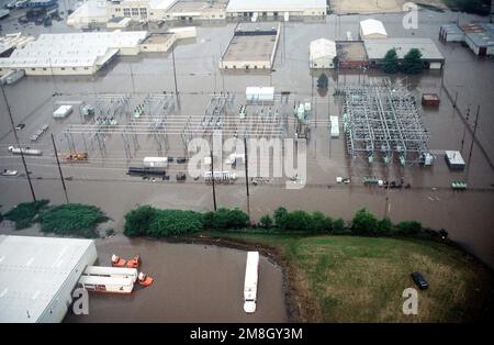 Vista aerea delle aree allagate con acque alluvionali alte (data esatta sconosciuta). Base: Des Moines Stato: Iowa (IA) Nazione: Stati Uniti d'America (USA) Foto Stock