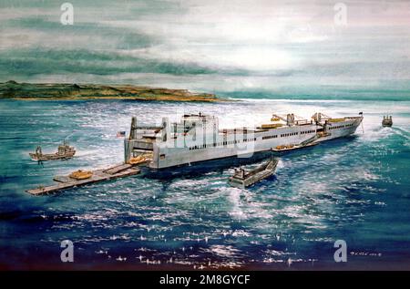 Un concetto dell'artista del comando militare di Sealift Grande Medio-velocità, la nave di Roll-on/Roll-off USNS BOB HOPE (T-AKR-300) ( artista P.K. HSU '93). Paese: Sconosciuto Foto Stock