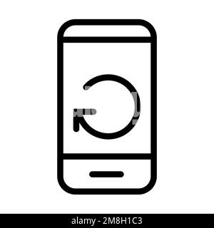 Aggiorna la riga dell'icona dello smartphone isolata su sfondo bianco. Icona sottile nera piatta sullo stile moderno. Simbolo lineare e tratto modificabile. Semplice e. Illustrazione Vettoriale