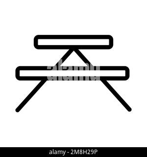 Icona della linea del tavolo da picnic isolata su sfondo bianco. Icona sottile nera piatta sullo stile moderno. Simbolo lineare e tratto modificabile. Semplice e pixel Illustrazione Vettoriale