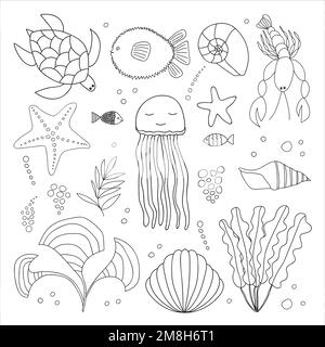 Set di grandi animali marini Illustrazione Vettoriale