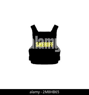 Icona a prova di puntino. Stile semplice che comunica il simbolo di sfondo del poster della polizia. Elemento di design del logo del marchio a prova di proiettile. Stampa di t-shirt a prova di proiettile. VEC Illustrazione Vettoriale