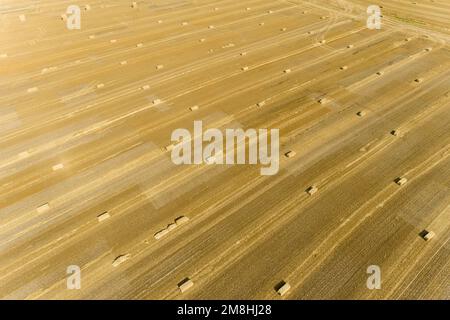 63801-17614 Vista aerea di grandi balle quadrate di paglia di grano in Field Clay Co.. IL Foto Stock