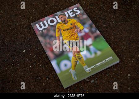 Wolverhampton, Regno Unito. 14th Jan, 2023. Programma di incontro di oggi prima della partita della Premier League Wolverhampton Wanderers vs West Ham United a Molineux, Wolverhampton, Regno Unito, 14th gennaio 2023 (Foto di ben Roberts/News Images) a Wolverhampton, Regno Unito il 1/14/2023. (Foto di ben Roberts/News Images/Sipa USA) Credit: Sipa USA/Alamy Live News Foto Stock