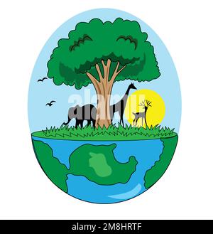 Giornata mondiale della fauna selvatica, 6 ottobre poster vettore Illustrazione Vettoriale