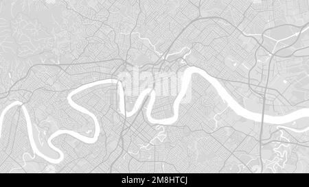 Mappa vettoriale di sfondo, strade e acqua della città di Brisbane bianca e grigio chiaro. Proporzioni widescreen, roadmap digitale con design piatto. Illustrazione Vettoriale