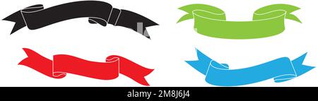 Un pacchetto di icone di nastri colorati su sfondo bianco Illustrazione Vettoriale