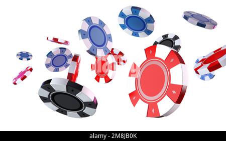 Casino Chips Blow concetto di gioco 3D PNG rendering Illustrazione Foto Stock