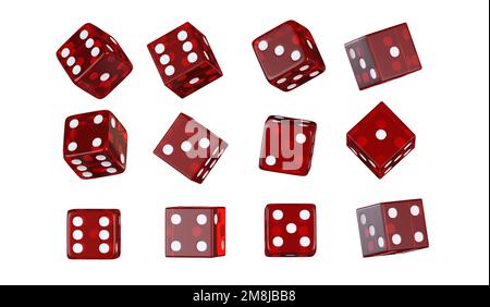 Red Glassy Casino dadi gioco oggetto. Rendering 3D. Foto Stock