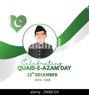 Quaid e azam giorno 25 dicembre foto stile post design Illustrazione Vettoriale