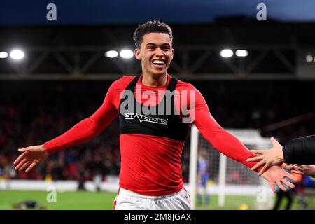 Durante la partita della Premier League tra Nottingham Forest e Leicester City presso il City Ground, Nottingham, sabato 14th gennaio 2023. (Credit: Jon Hobley | NOTIZIE MI) Credit: NOTIZIE MI & Sport /Alamy Live News Foto Stock