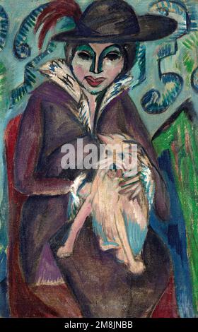 Frau mit Hund di Ernst Ludwig Kirchner (1880-1938), olio su tela, 1912 Foto Stock