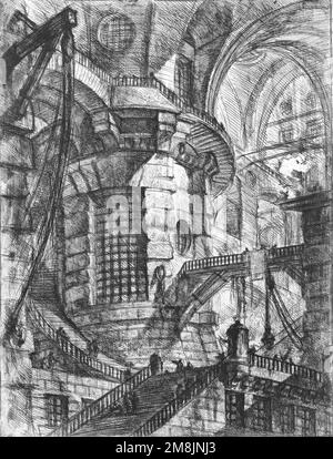 Piranesi (1720-1728). La Torre rotonda, da 'Carceri d'invenzione' (Prigioni immaginarie) di Giovanni Battista Piranesi, incisione/incisione, c. 1749/50 Foto Stock