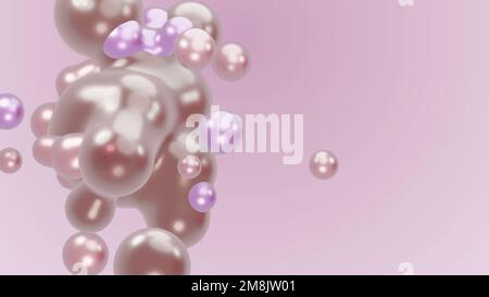 3D rendering animazione disegno movimento presentazione sfondo metaverse. Rosa astratto metasphere forma liquida deformazione in movimento transizione a meta palle Foto Stock
