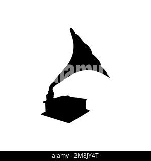 Icona Gramophone. Semplice stile retrò musica festival poster simbolo sfondo. Elemento di design del logo Gramophone. Stampa di magliette Gramophone. Illustrazione Vettoriale