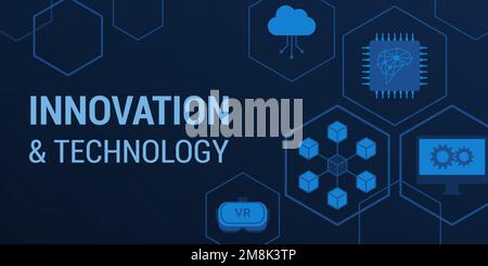 Concetti di informatica e telecomunicazioni background con icone: internet, comunicazione e innovazione tecnologica Illustrazione Vettoriale