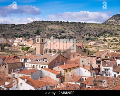 Vista su Mora de Rubielos a Teruel, Aragona, Spagna Foto Stock