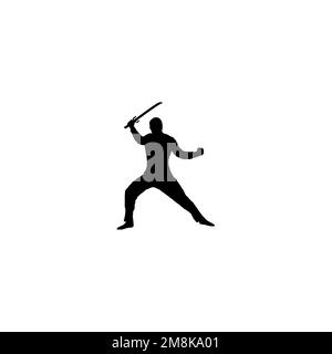 Icona di Ninja. Semplice stile ninja samurai poster simbolo di sfondo. Elemento di design con logo Ninja. Stampa di magliette Ninja. vettore per adesivo. Illustrazione Vettoriale