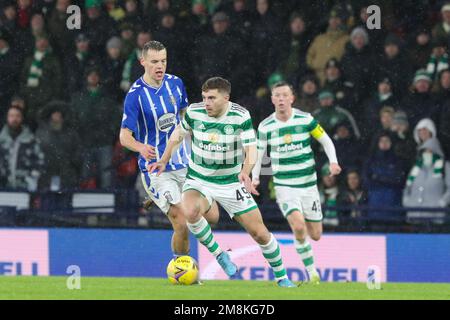 Glasgow, Regno Unito. 14th Jan, 2023. La semi-finale della Coppa Viaplay tra Celtic e Kilmarnock è stata giocata a Ay Hampden Park, Glasgow, Scozia, Regno Unito. Il vincitore di questa semifinale gioca contro il vincitore tra Rangers e Aberdeen. Credit: Findlay/Alamy Live News Foto Stock