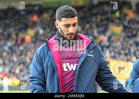 Wolverhampton, Regno Unito. 14th Jan, 2023. Ha detto Benrahma #22 di West Ham United prima della partita della Premier League Wolverhampton Wanderers vs West Ham United a Molineux, Wolverhampton, Regno Unito, 14th gennaio 2023 (Foto di ben Roberts/News Images) a Wolverhampton, Regno Unito il 1/14/2023. (Foto di ben Roberts/News Images/Sipa USA) Credit: Sipa USA/Alamy Live News Foto Stock