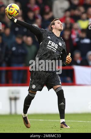 Nottingham, Inghilterra, 14th gennaio 2023. Danny Ward di Leicester City durante la partita della Premier League presso il City Ground di Nottingham. Il credito dell'immagine dovrebbe essere: Darren Staples / Sportimage Credit: Sportimage/Alamy Live News Foto Stock