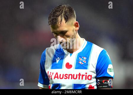Paesi Bassi. 14th Jan, 2023. HERENVEEN - Pawel Bochniewicz di SC Heerenveen durante la partita di campionato olandese tra SC Heerenveen e AZ allo stadio Abe Lestra il 14 gennaio 2023 a Heerenveen, Paesi Bassi. ANP ed VAN DE POL Credit: ANP/Alamy Live News Foto Stock