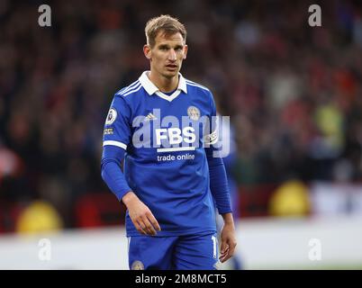 Nottingham, Inghilterra, 14th gennaio 2023. Marc Albighton di Leicester City durante la partita della Premier League presso il City Ground di Nottingham. Il credito dell'immagine dovrebbe essere: Darren Staples / Sportimage Credit: Sportimage/Alamy Live News Foto Stock