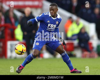 Nottingham, Inghilterra, 14th gennaio 2023. Nampalys Mendy di Leicester City durante la partita della Premier League presso il City Ground di Nottingham. Il credito dell'immagine dovrebbe essere: Darren Staples / Sportimage Credit: Sportimage/Alamy Live News Foto Stock