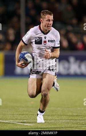 Kyle Godwin di Lyon Rugby durante la partita della Coppa dei campioni europea Saracens vs Lione allo StoneX Stadium, Londra, Regno Unito, 14th gennaio 2023 (Photo by Nick Browning/News Images) Foto Stock