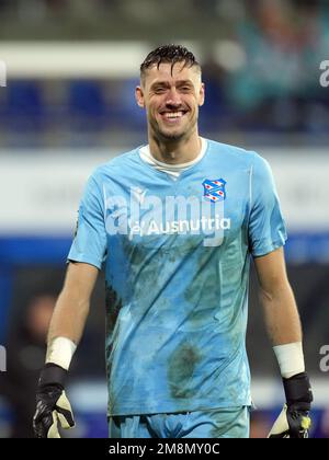 Paesi Bassi. 14th Jan, 2023. HERENVEEN - portiere di SC Heerenveen Andries Noppert durante la partita di campionato olandese tra SC Heerenveen e AZ allo stadio Abe Lustra il 14 gennaio 2023 a Heerenveen, Paesi Bassi. ANP ed VAN DE POL Credit: ANP/Alamy Live News Foto Stock