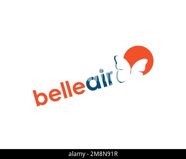 Belle Air Europe, logo ruotato, sfondo bianco Foto Stock