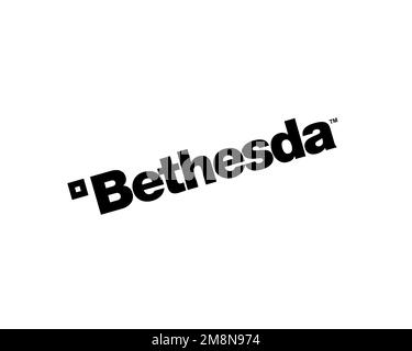 Bethesda Softworks, logo ruotato, sfondo bianco Foto Stock