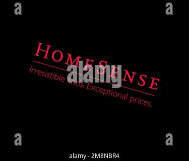 Homesense, logo ruotato, sfondo nero B Foto Stock