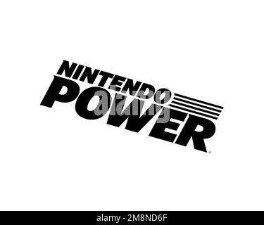 Nintendo Power, logo ruotato, sfondo bianco B Foto Stock