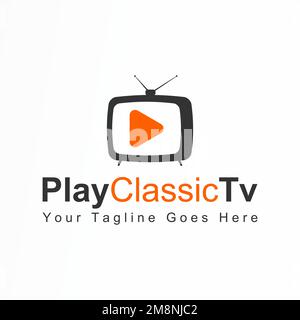 Semplice televisione classica e giocare icona immagine grafica icona logo design astratto concetto vettore stock. identità relative alla trasmissione o al video Illustrazione Vettoriale