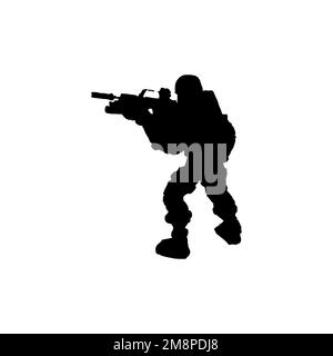 Icona Commando. Stile semplice senza simbolo di sfondo di un poster di guerra. Gunn negozio marchio elemento di design. Stampa di magliette Commando. Vettore per adesivo. Illustrazione Vettoriale