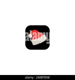 Icona del cappello di Babbo Natale. Stile semplice sposare il simbolo di sfondo del poster di Natale. Babbo Natale cappello marchio elemento di design. T-shirt Babbo Natale Illustrazione Vettoriale