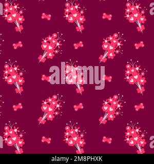 Motivo floreale con fiori, cuori e foglie. Sfondo floreale. Illustrazione vettoriale Illustrazione Vettoriale